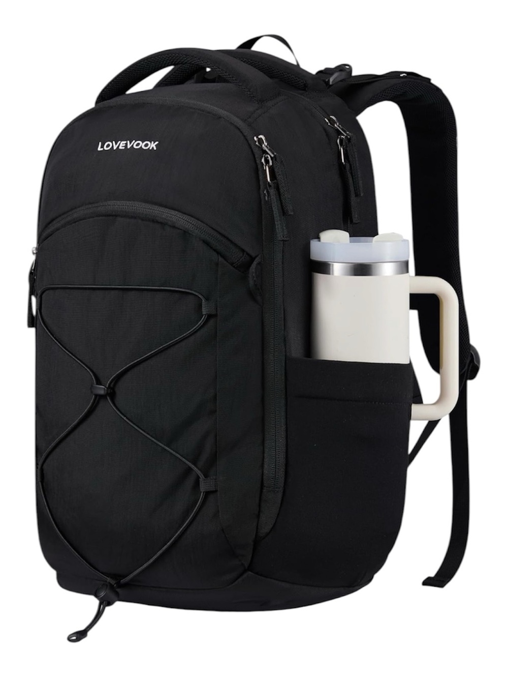 Lovevook backpack with tumbler holder 15.6 black waterproof